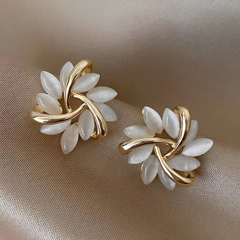Brittany | Moon Opal and Petal Earrings for Women for Celestial Glow