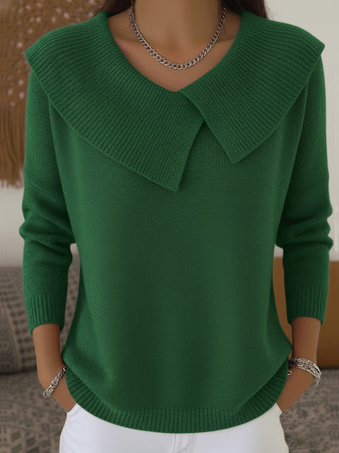 Ariella Fold-Over Collar Knit Sweater