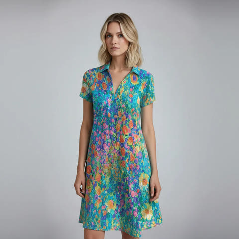 Women's Elegant Floral Midi Dress for Effortless Trendy Style