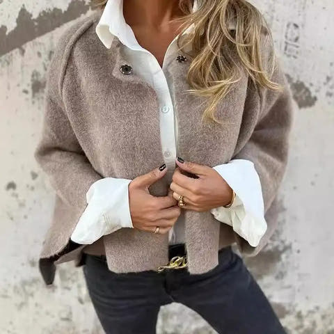Amalia - Long Sleeve Round Neck Wool Cardigan