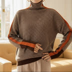 Sabrina Modern Herringbone Turtleneck Sweater