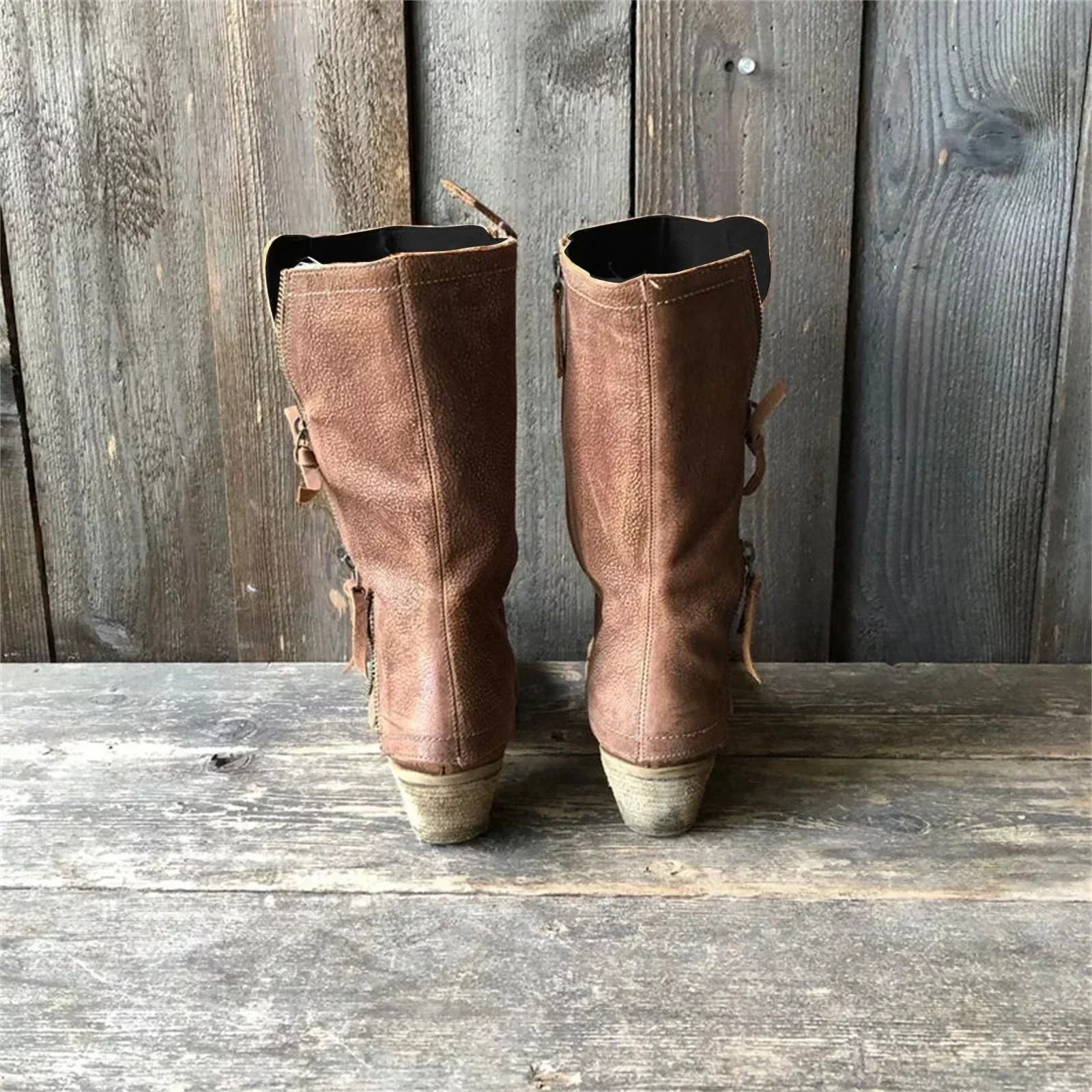 Avery Boots with Low Block Heel and Panel Stitching