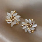 Brittany | Moon Opal and Petal Earrings for Women for Celestial Glow
