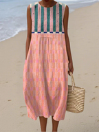 Demi Striped Peach Shade Midi Dress