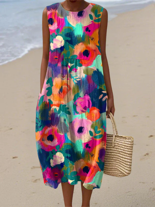 Amanda Breezy Tropical Midi Dress