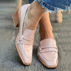 MOCASSINS WITH WIDE HEEL SHINY