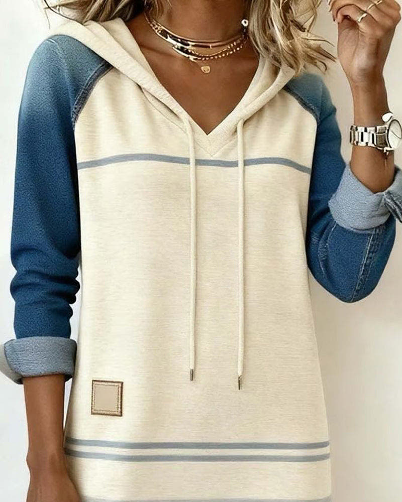Alivia Striped Color-Mixed Hooded Dress