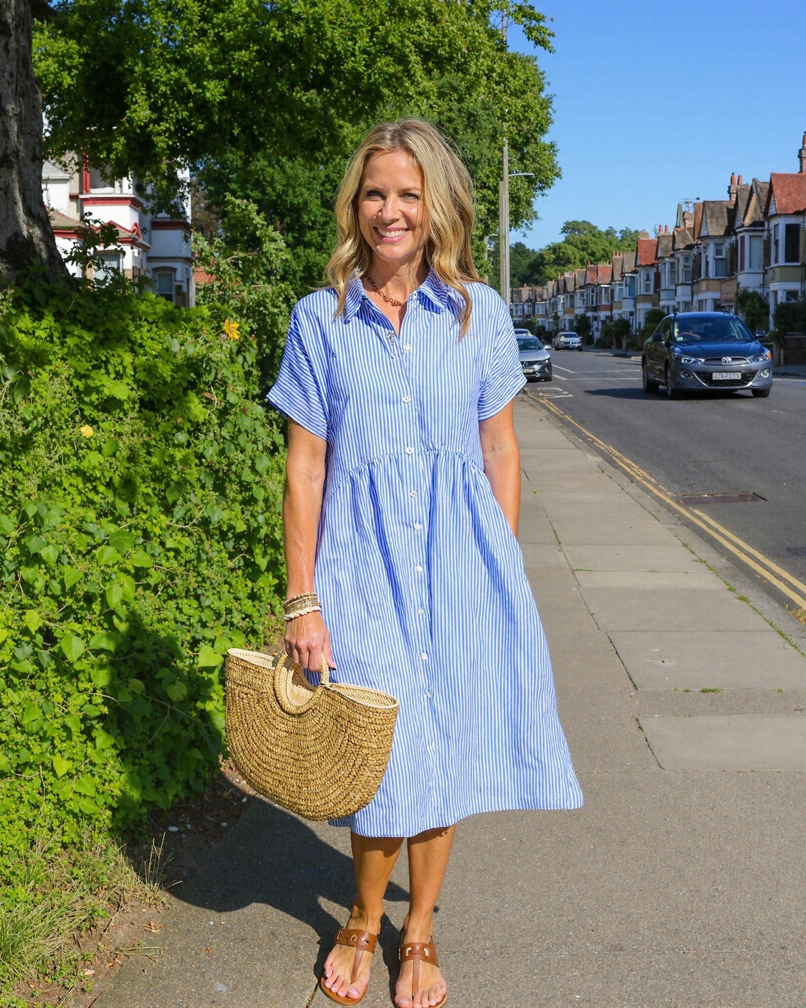 Selina | Midi Dress for Women with Coastal Stripes