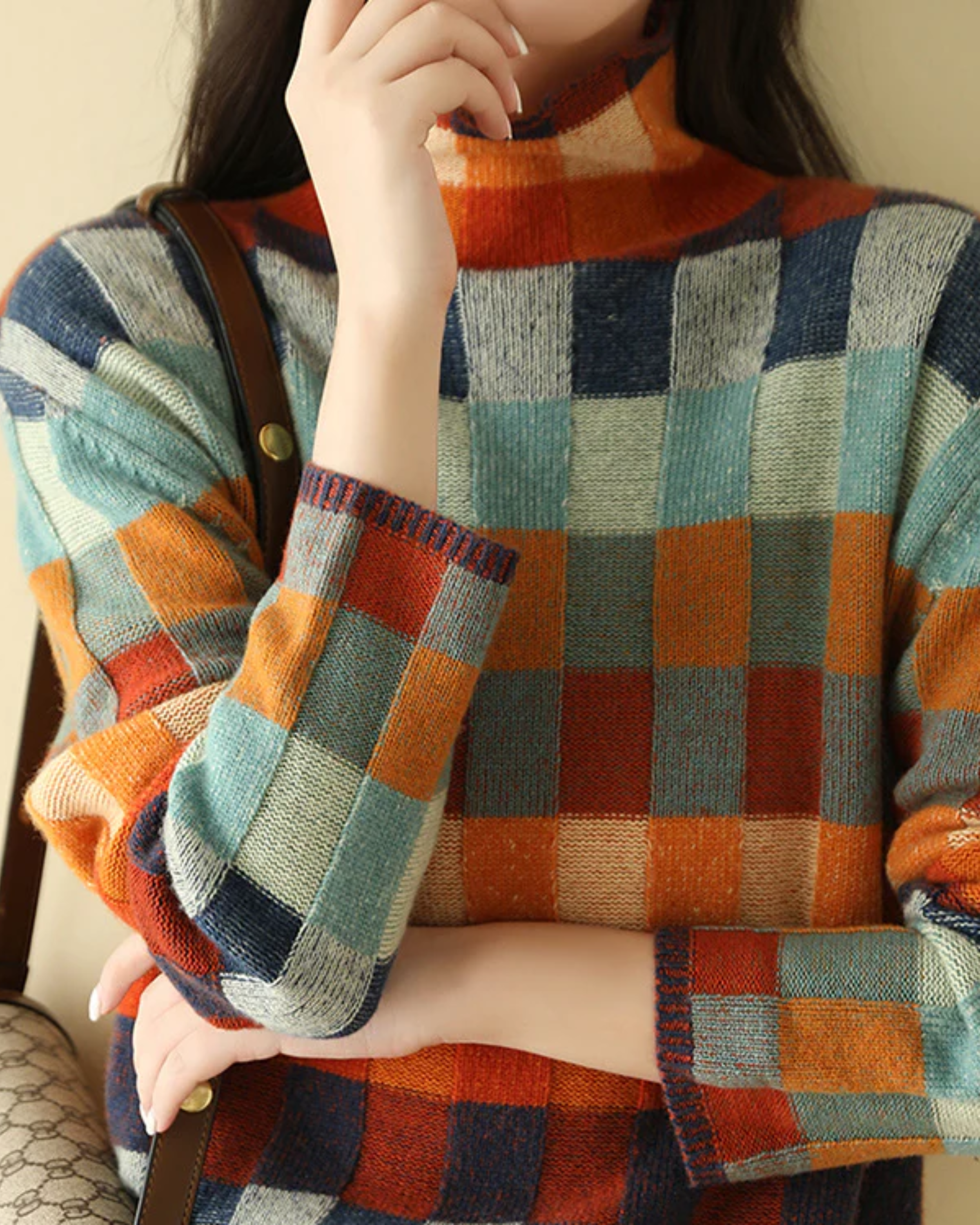 Madi - Luxe Patchwork Turtleneck