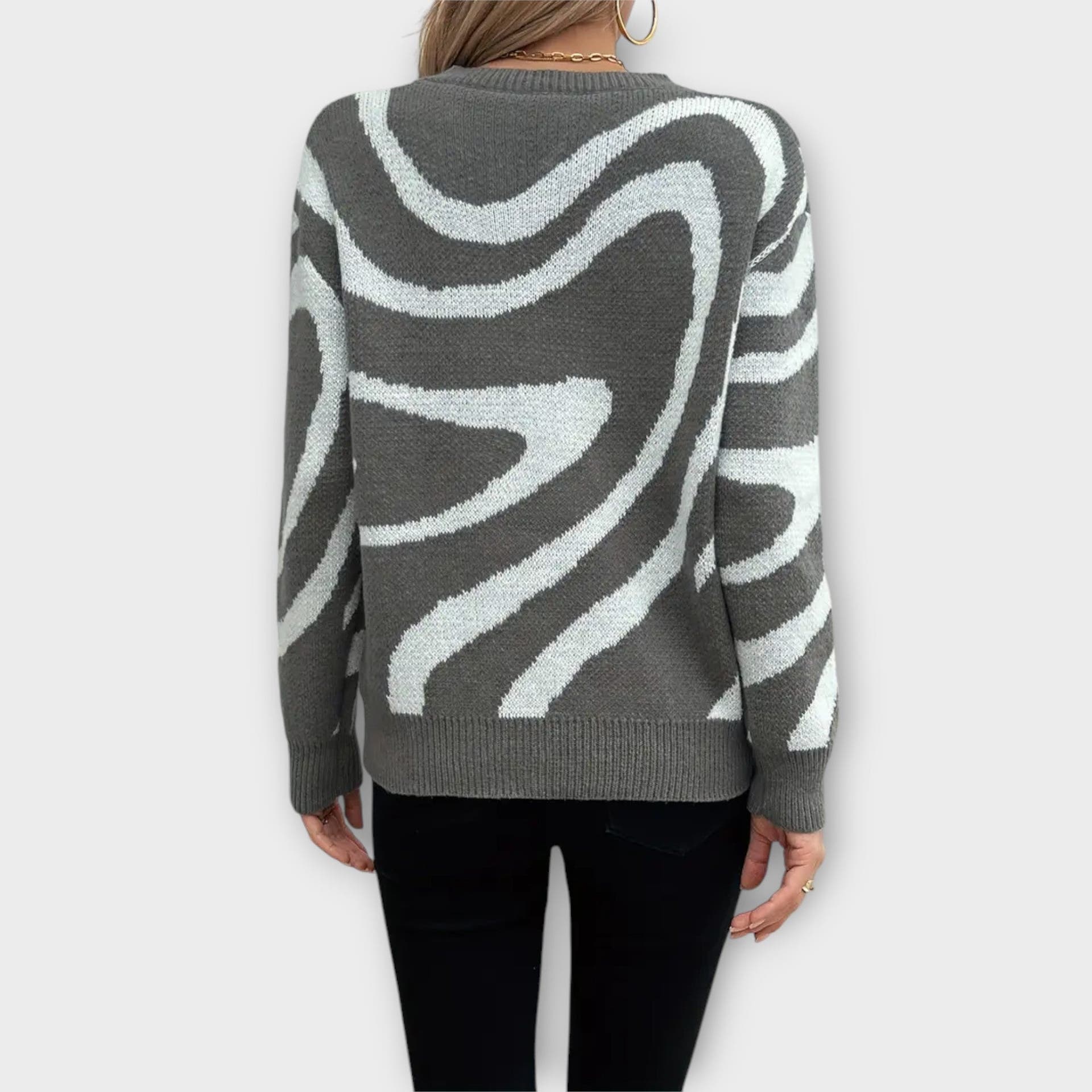 Maya sweater with floral sleeves and soft knit