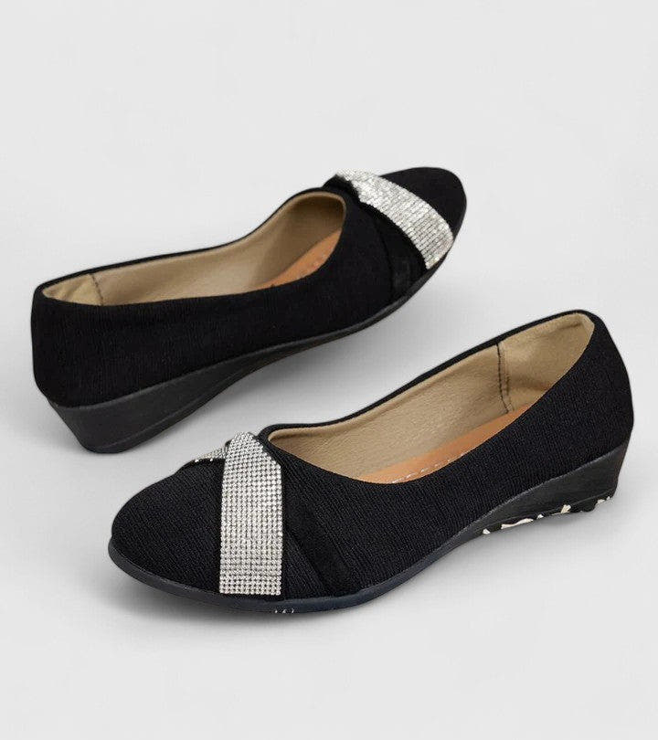 Veronica Sparkle-Accent Easy-Slip Wedge Flats