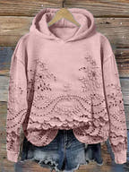 Roselle Lace-Trim Cozy Relaxed Hoodie
