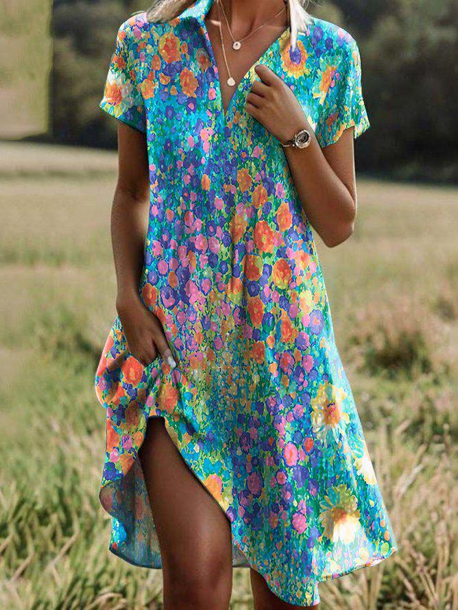 Women's Elegant Floral Midi Dress for Effortless Trendy Style
