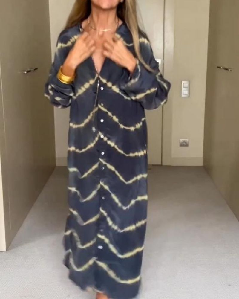 Amara Striped Flowing Long Sleeve Maxi Dress