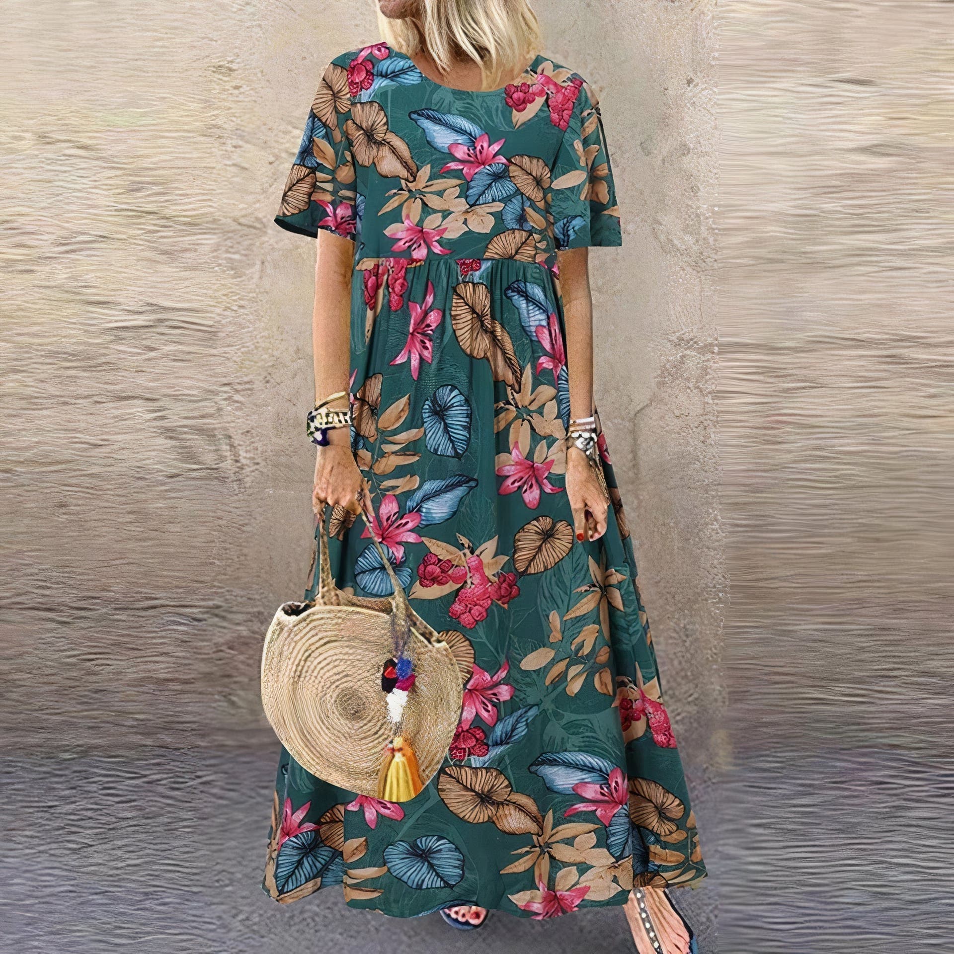 Women's Tropical Floral Maxi Dress for Timeless Style