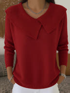 Ariella Fold-Over Collar Knit Sweater