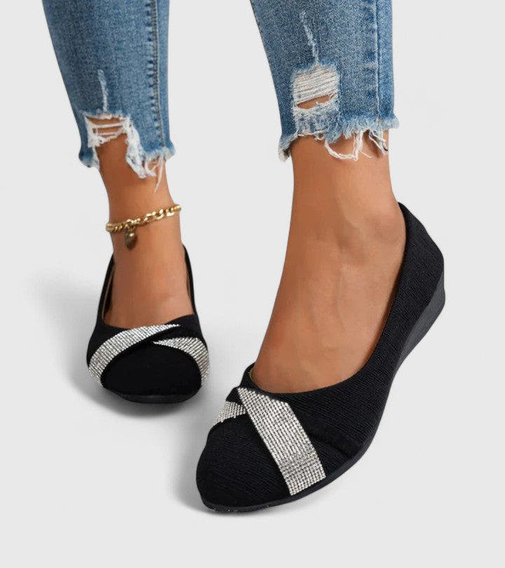 Veronica Sparkle-Accent Easy-Slip Wedge Flats