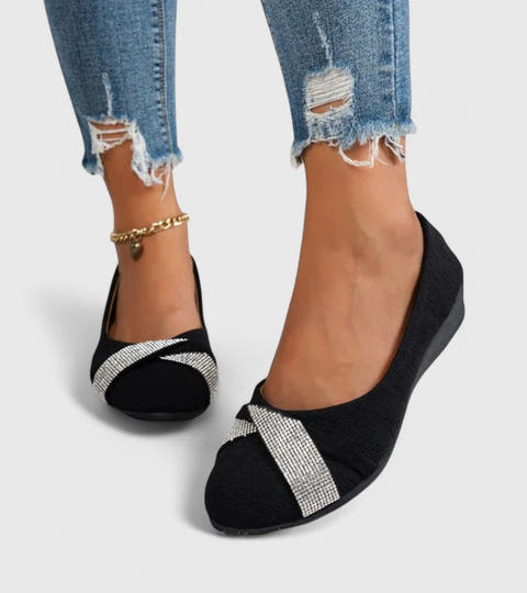 Veronica Sparkle-Accent Easy-Slip Wedge Flats