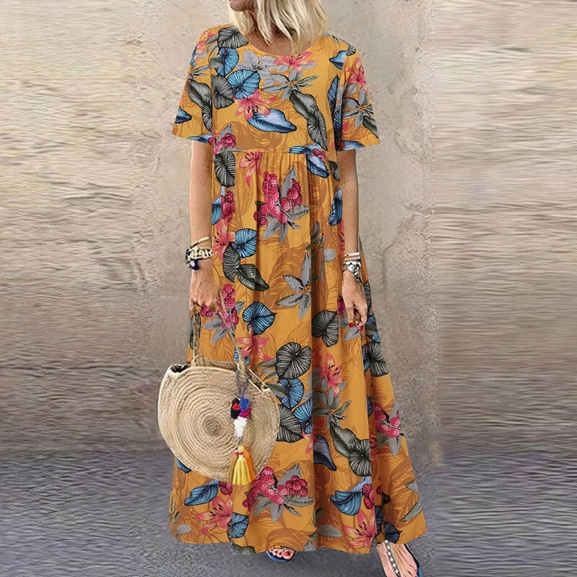 Women's Tropical Floral Maxi Dress for Timeless Style