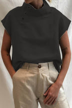 Lowella - High Collar Buttoned Blouse