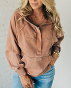 Nalas - Zip Henley Acid Wash Fleece Hoodie