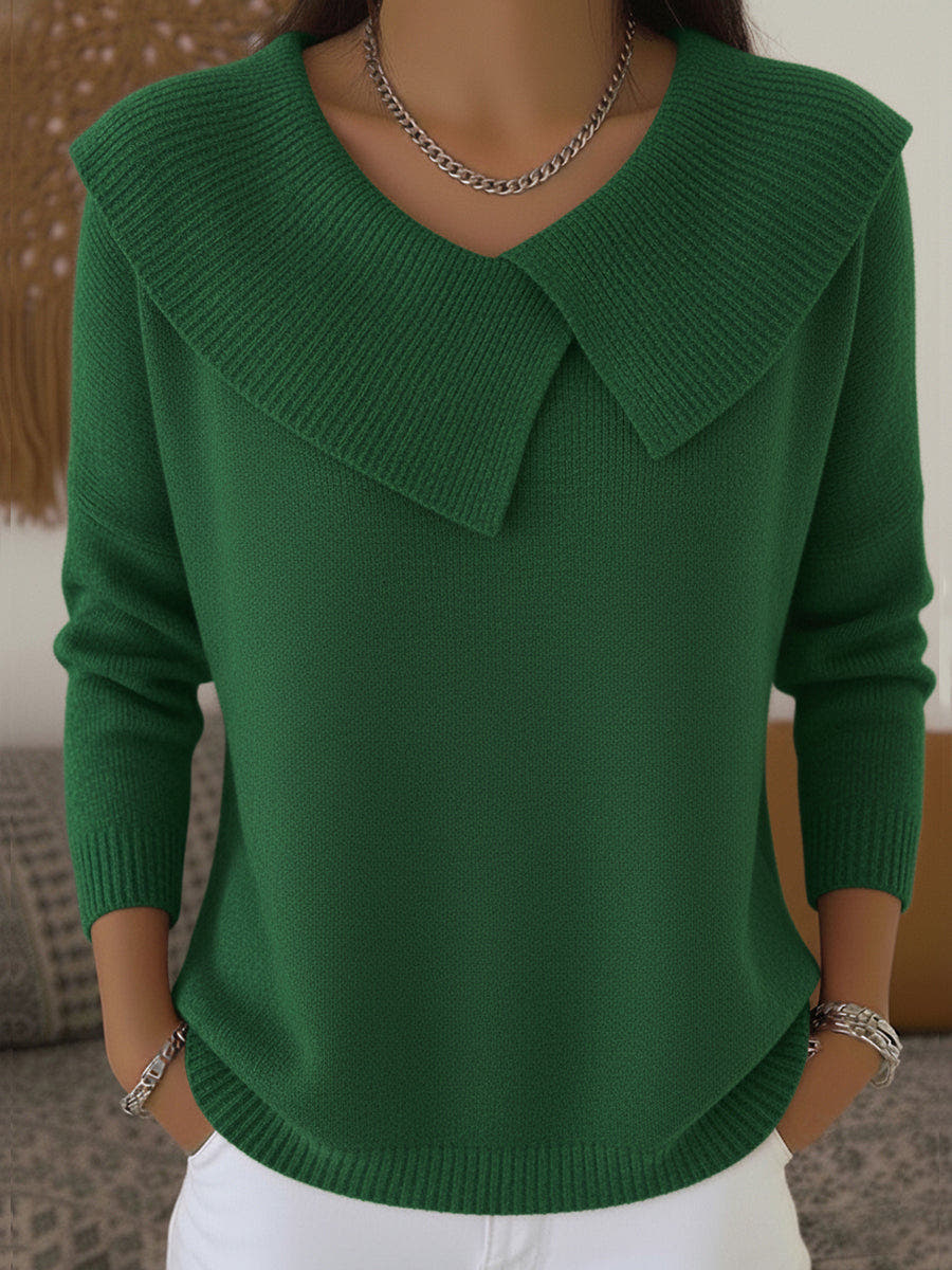 Ariella Fold-Over Collar Knit Sweater