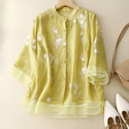 Celest - Floral Embroidered Cotton Top