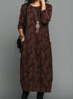 Women’s Casual Relaxed Fit Long Sleeve Dress with Pockets
