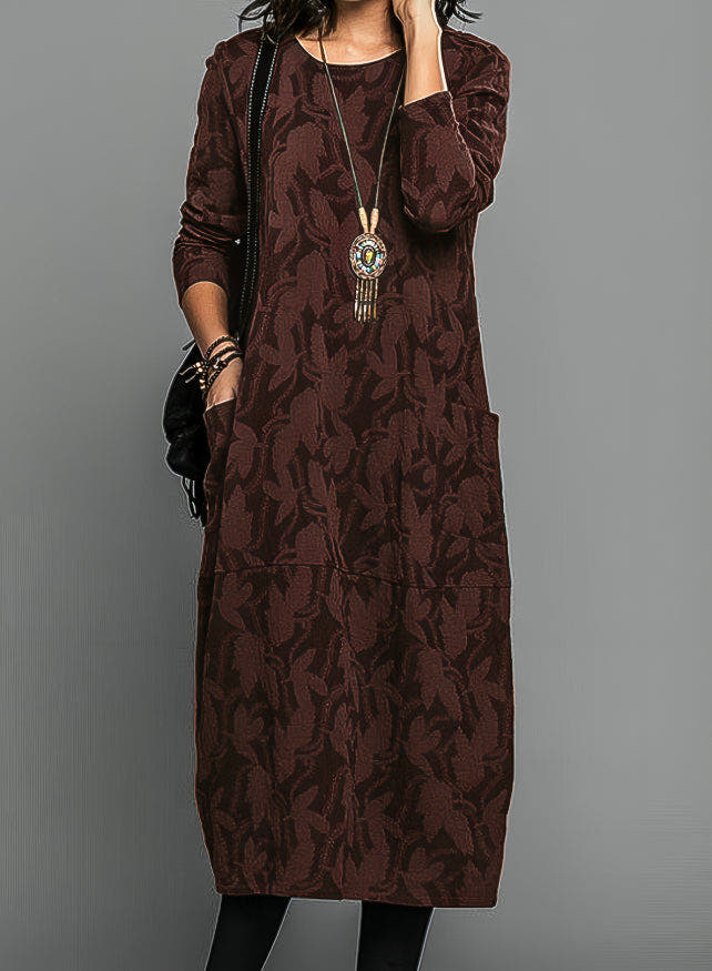 Women’s Casual Relaxed Fit Long Sleeve Dress with Pockets