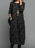 Women’s Casual Relaxed Fit Long Sleeve Dress with Pockets