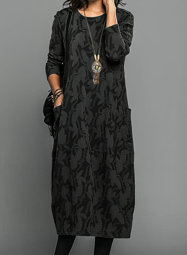 Women’s Casual Relaxed Fit Long Sleeve Dress with Pockets