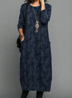 Women’s Casual Relaxed Fit Long Sleeve Dress with Pockets