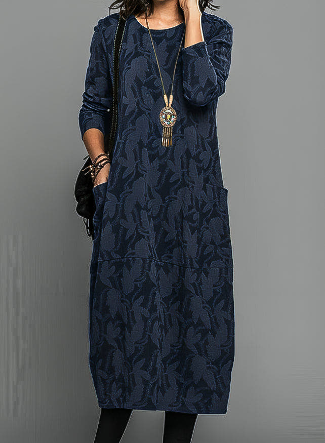 Women’s Casual Relaxed Fit Long Sleeve Dress with Pockets