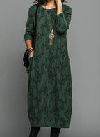 Women’s Casual Relaxed Fit Long Sleeve Dress with Pockets