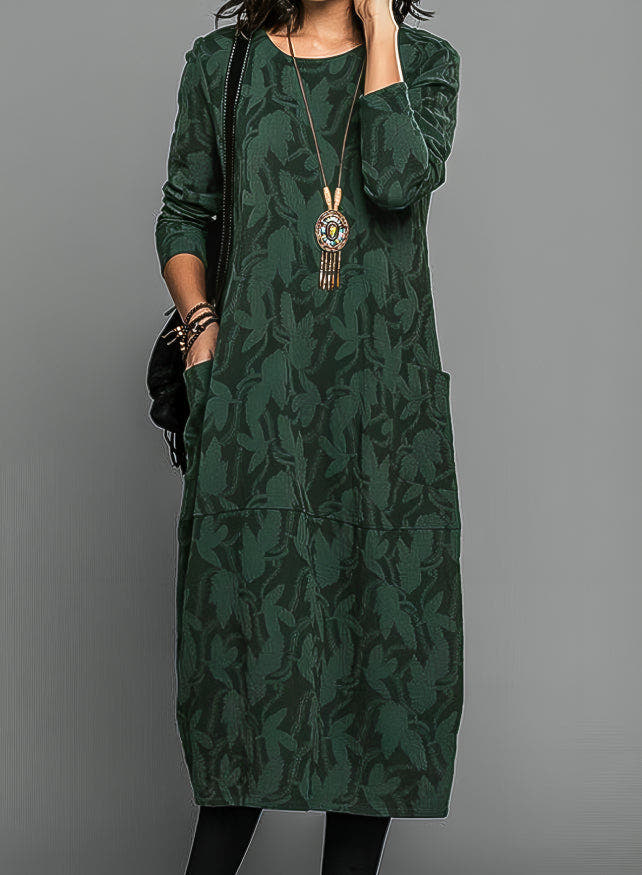 Women’s Casual Relaxed Fit Long Sleeve Dress with Pockets