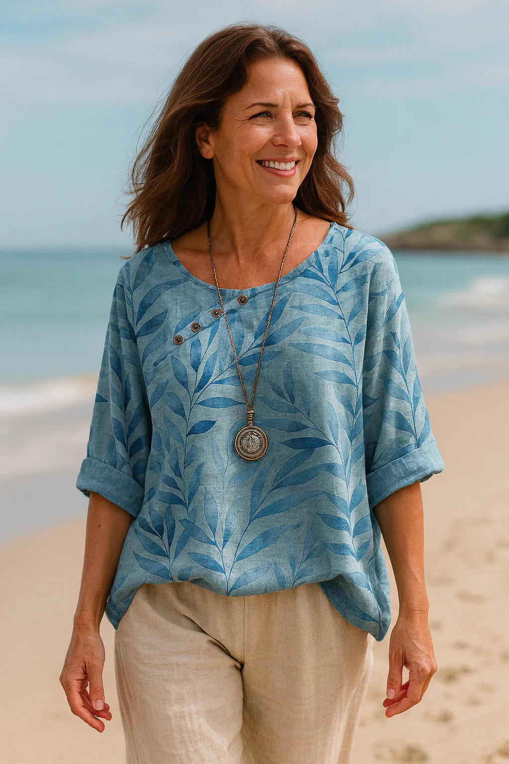Christie | Button Detail Top for Women with Relaxed Fit