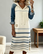 Alivia Striped Color-Mixed Hooded Dress