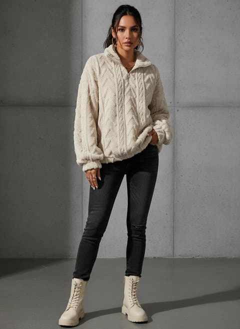 Aila | Fluffy Zip Sweater