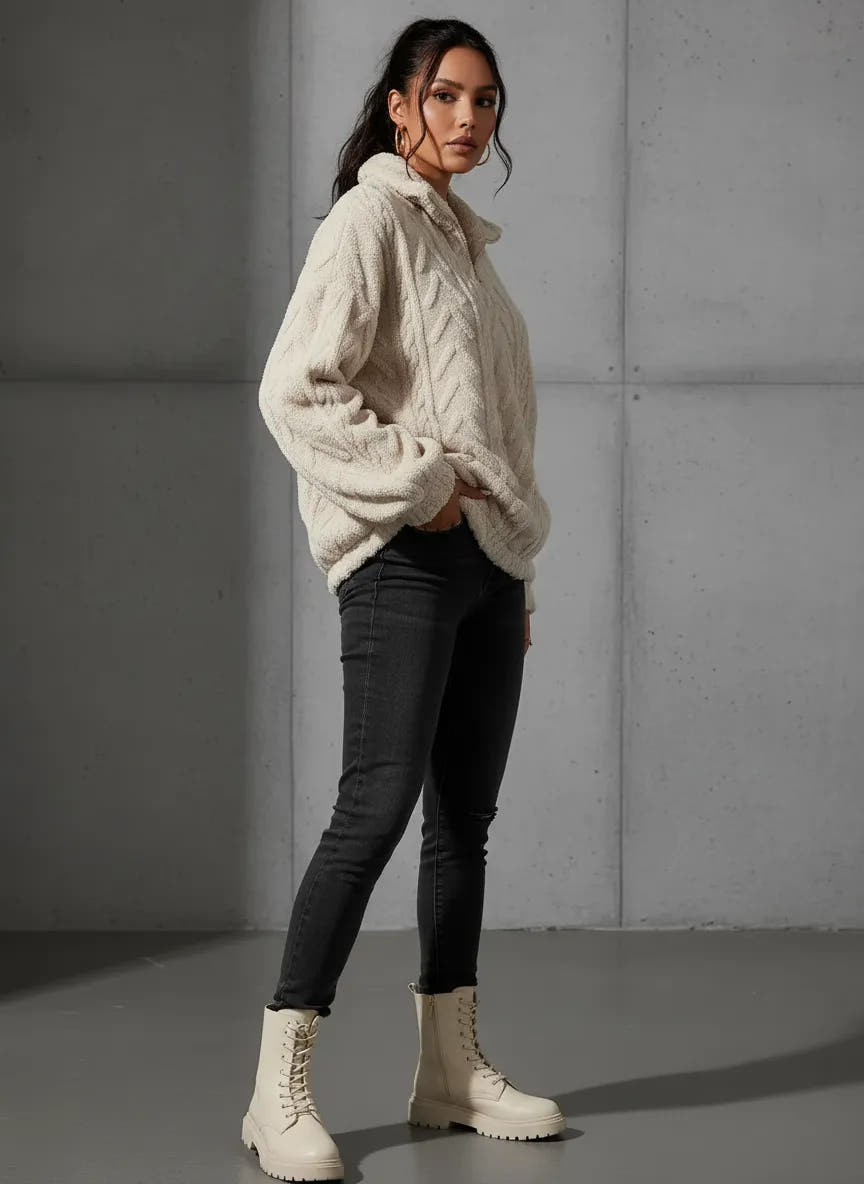 Aila | Fluffy Zip Sweater