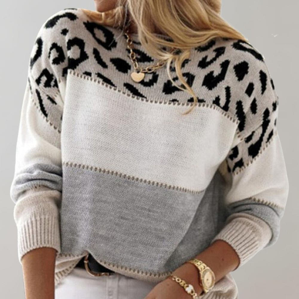 Tessa Leopard Accent Bold Attitude Sweater