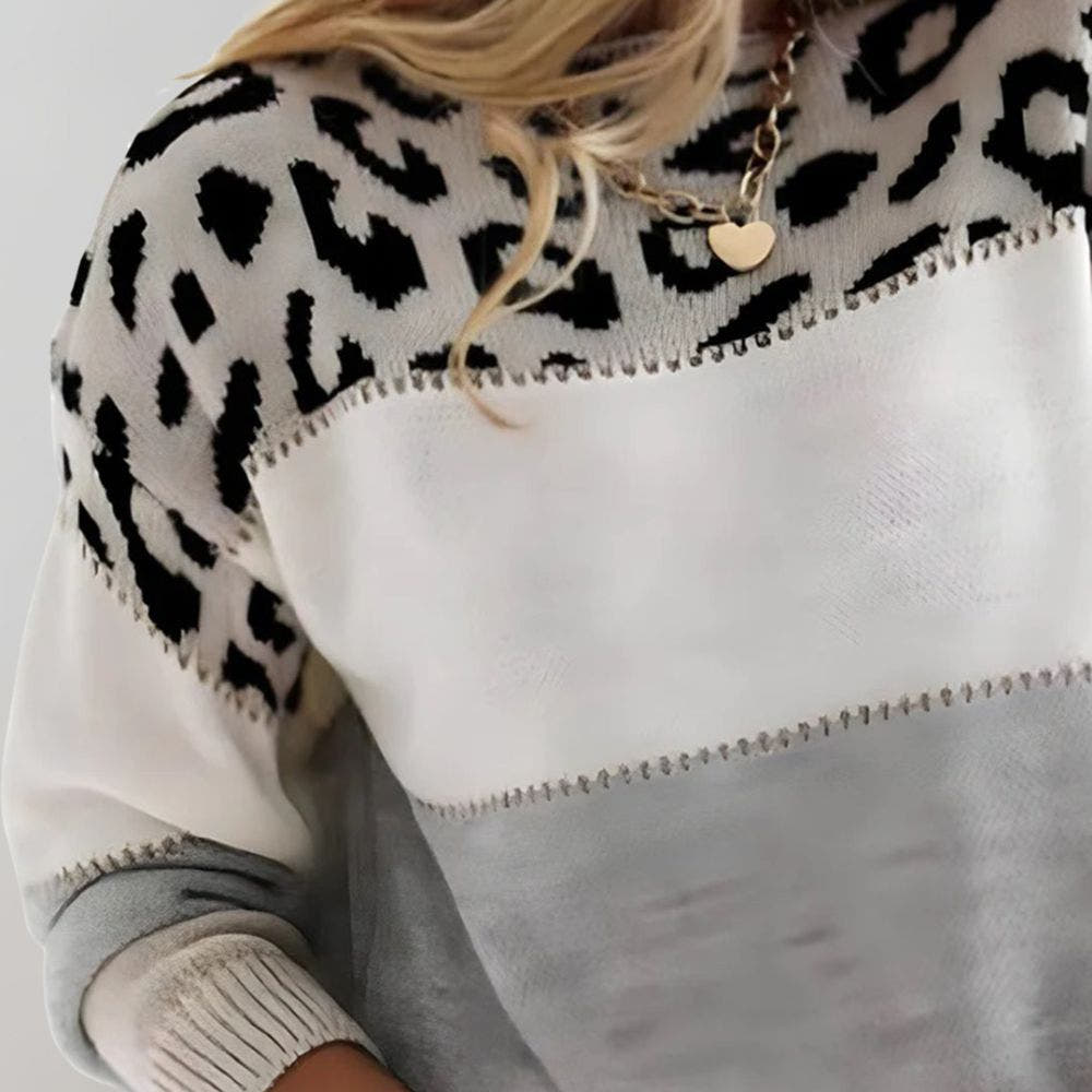 Tessa Leopard Accent Bold Attitude Sweater