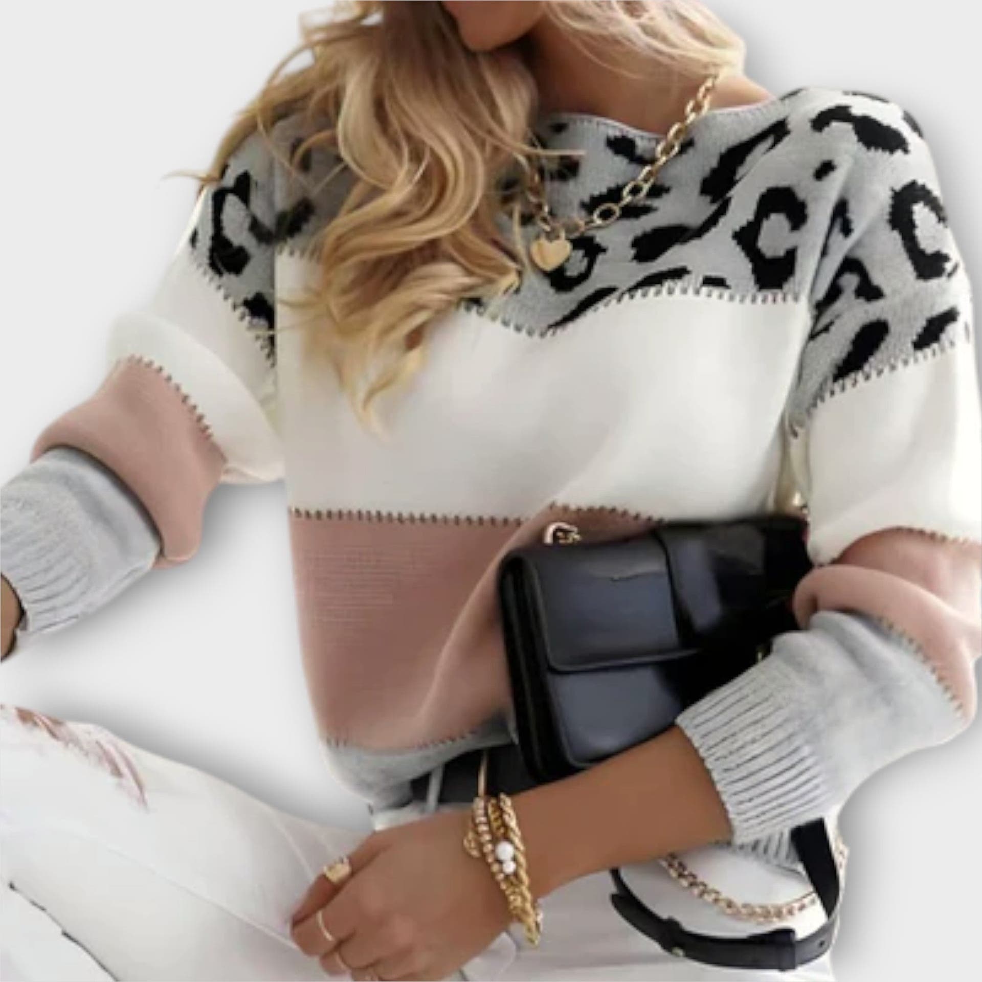 Emma Sweater with Soft Colour Blocks and Flattering Fit
