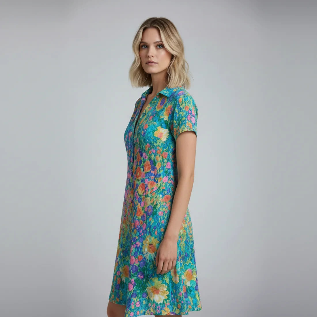 Women's Elegant Floral Midi Dress for Effortless Trendy Style
