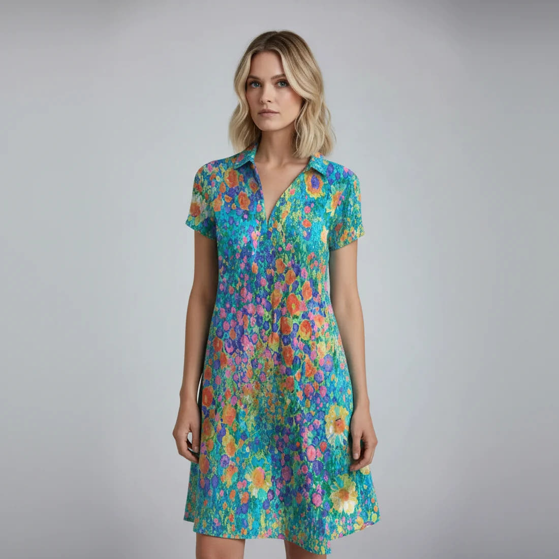 Women's Elegant Floral Midi Dress for Effortless Trendy Style
