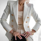 Winslet Sculpted Gold-Button Elegant Blazer