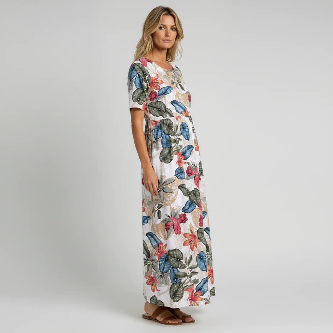 Women's Tropical Floral Maxi Dress for Timeless Style
