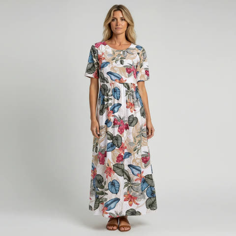 Women's Tropical Floral Maxi Dress for Timeless Style