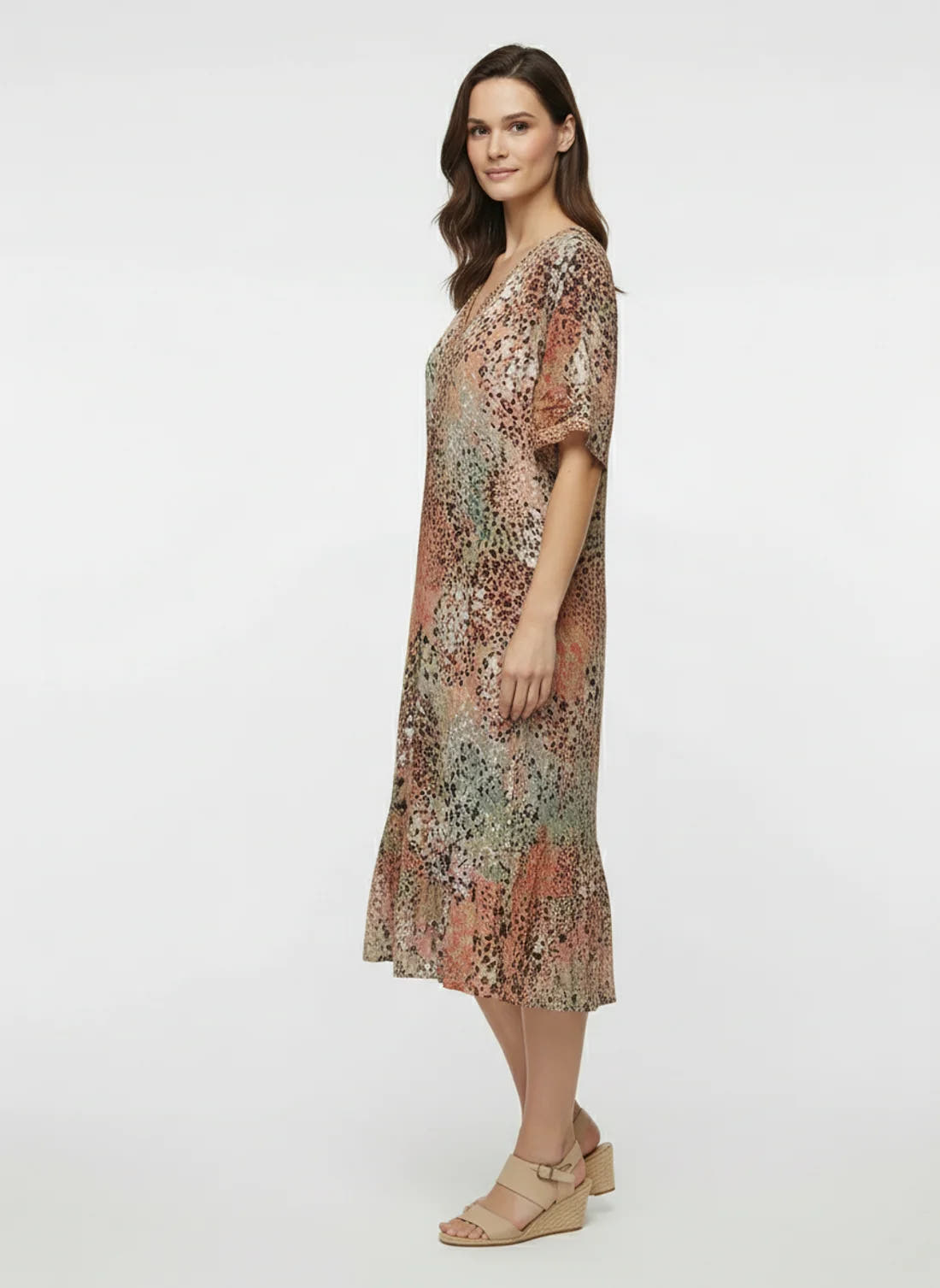 Women's Vibrant Print Midi Dress