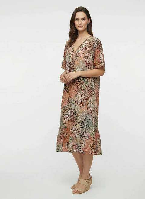 Women's Vibrant Print Midi Dress