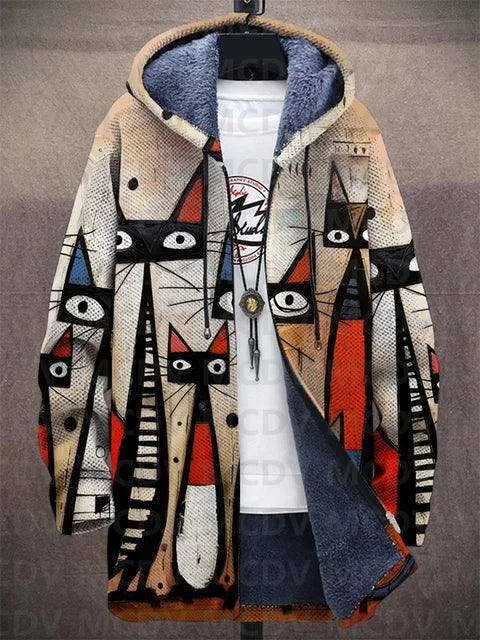 Cathy Artistic Cat Design Luxurious Cardigan